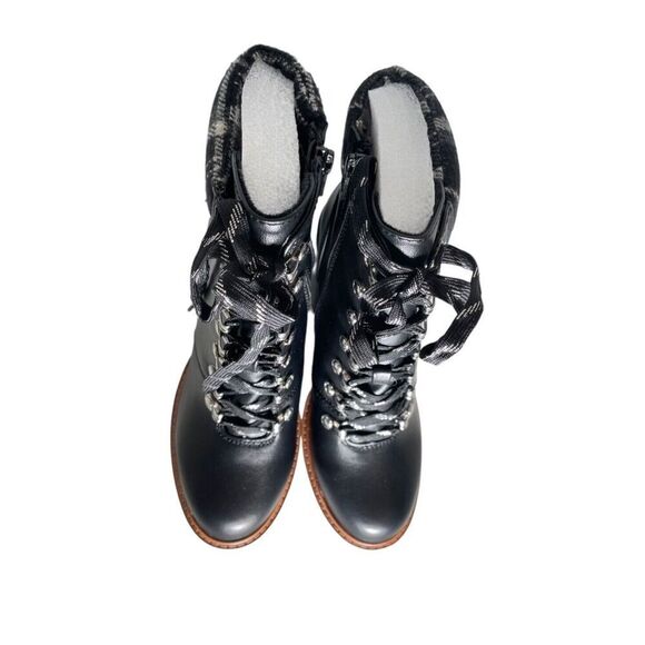 SUN STONE Womens Black Lace Up Octavia Round Toe Block Heel Hiking Boots 7 M - Picture 9 of 14